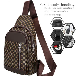 Neutral Style Functional Chest Bag for Women and Men with Patchwork Dot Design, Suitable for Business Single-Shoulder Bags