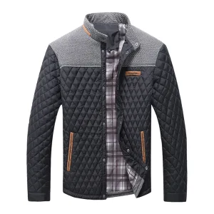 Men's Jackets Winter Warm Bomber Quilted Coat Lightweight Business Casual Button Down Clothing Waterproof Warm Jackets US Size
