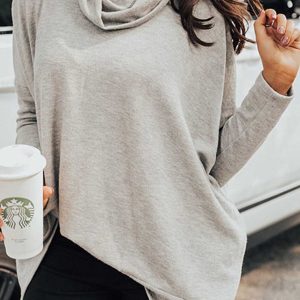 Gray Cowl Neck Shift Tunic Top