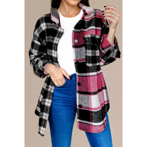 Black Plaid Colorblock Loose Shacket